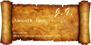 Jancsik Igor névjegykártya